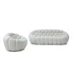 2 PIÈCES Canapé bulle rembourré en tissu nid d’abeille 3D, canapé bulle 3 places et fauteuil individuel pour salon