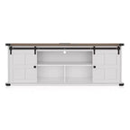 Meuble TV 70 po pour téléviseurs 75 po, centre de divertissement style ferme avec portes coulissantes de grange et armoires de rangement, table console TV média moderne