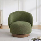 Fauteuil d'appoint pivotant Spruce&Spring en tissu avec base en bois