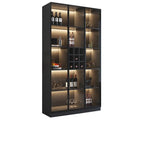 Meuble de rangement à vin minimaliste en bois noir avec porte vitrée