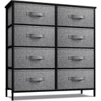 Commode Sorbus 8 tiroirs – Unité de rangement avec cadre en acier, plateau en bois, bacs en tissu – pour chambre à coucher, placard, bureau et plus encore