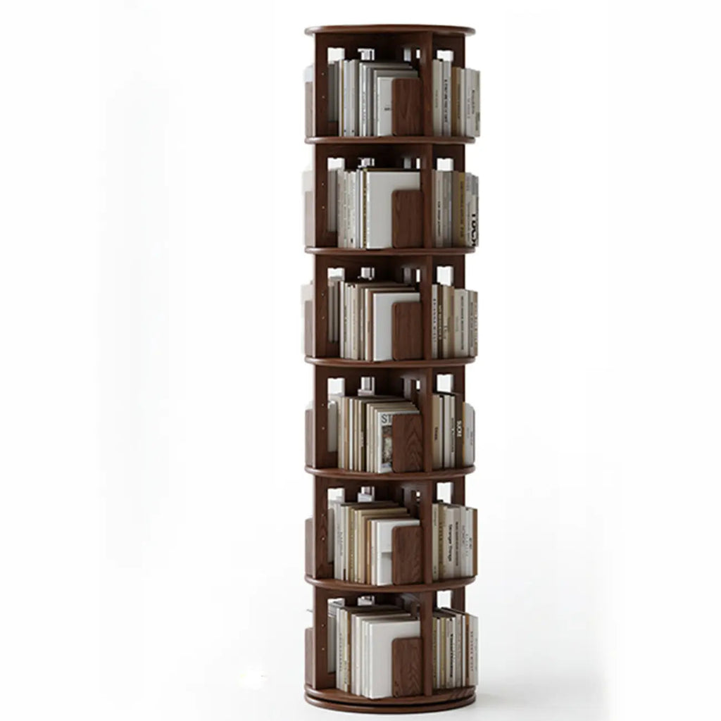 Bibliothèque verticale étroite rotative en bois