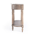 Table console avec plateau en marbre – Brun clair / Gris / Noir délavé, demi-lune, montage par une personne