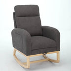 Fauteuil à bascule moderne à dossier haut rembourré de 29,5 po avec pieds en bois massif et repose-pieds réglable