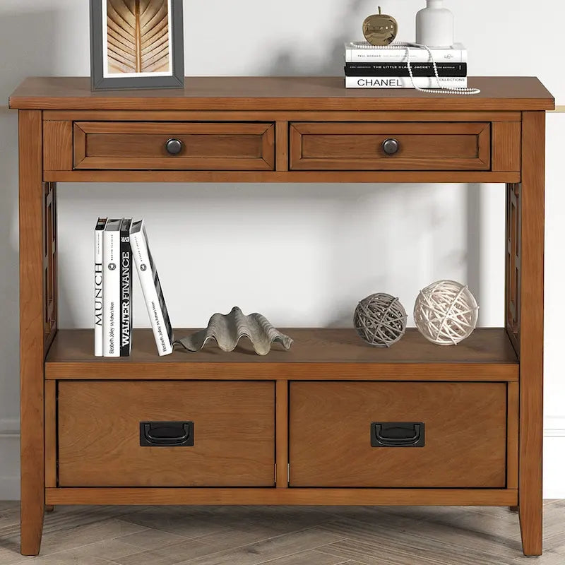 Console avec 4 tiroirs et une étagère de rangement