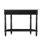 Table console avec plateau en marbre – Brun clair / Gris / Noir délavé, demi-lune, montage par une personne
