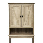 Meuble de toilette sur pied de toilette style ferme avec étagères et portes à fermeture magnétique