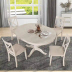 Table à manger ronde extensible 4 places de 42 à 54 po pour ferme