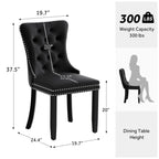Lot de 6 chaises de salle à manger rembourrées et capitonnées en velours avec pieds en bois massif