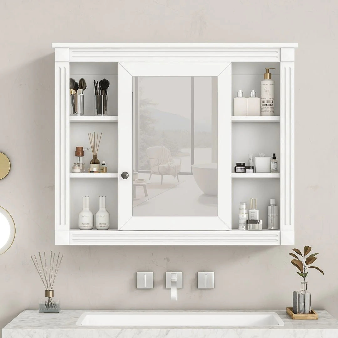Meuble-lavabo moderne de 36 po avec vasque et armoire à miroir, 2 portes et 2 tiroirs