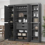 Buffet de cuisine en bois massif 100 % fabriqué en Chine avec portes en verre ou en bois massif et kit de 2 tiroirs 65 x 71,5