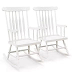 Costway Lot de 2 chaises à bascule en bois, finition brillante, blanc/café
