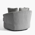 Lot de 2 fauteuils pivotants ronds surdimensionnés en velours côtelé moelleux de 43 po de large avec oreillers