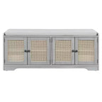 Banc de rangement rustique en bois Whisen, banc à chaussures d'entrée avec coussin amovible, étagères réglables
