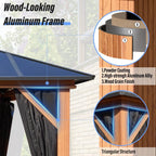 Tonnelle EROMMY à toit rigide, pergola extérieure avec double toit, moustiquaire et rideaux, auvent robuste pour patio, jardin, fête au bord de la piscine
