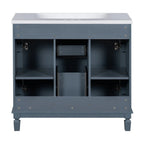 Meuble-lavabo moderne de 36 po avec vasque et armoire à miroir, 2 portes et 2 tiroirs