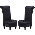 AVAWING Lot de 2 chaises de trône royales rembourrées et pieds en bois d'hévéa