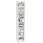 VECELO Armoire de salle de bain étroite de 180 cm de haut, en bois massif, 8 étagères, meuble de rangement autonome